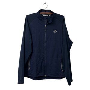 Peter Millar Navy Blue Logo Embroidered Full Zip Lightweight Jacket Mens Size L